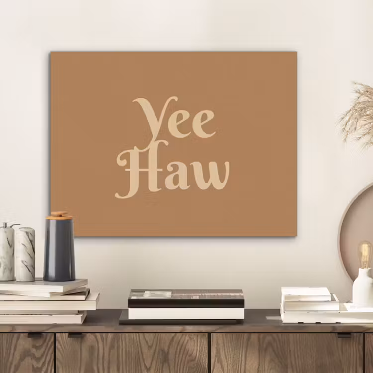 Yee haw - Bruin - Minimalistisch PET vilt klein -sfeer1