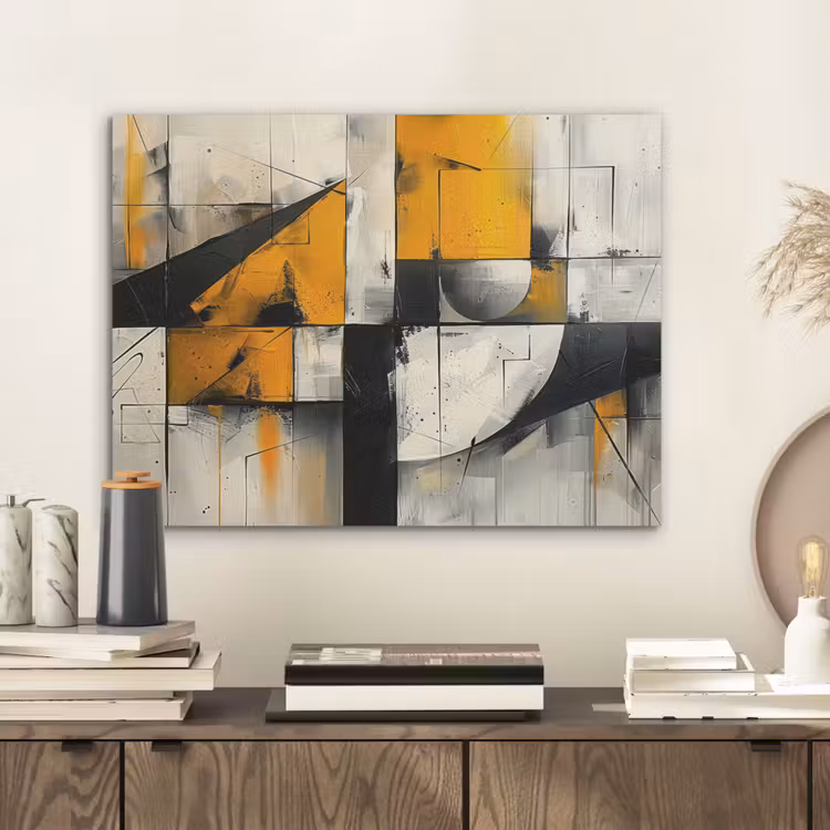 Geel - Abstract - Modern - Vormen PET vilt klein -sfeer1