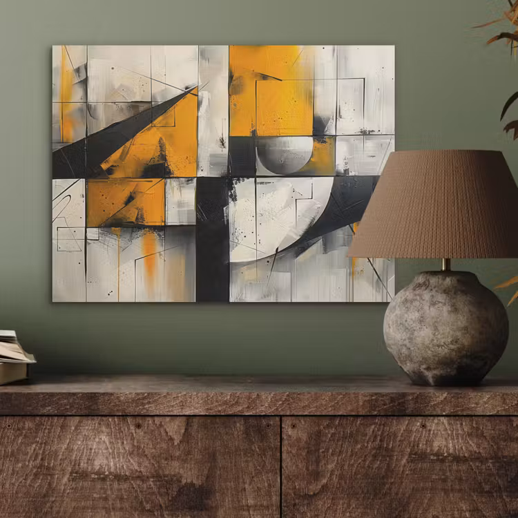 Geel - Abstract - Modern - Vormen PET vilt klein -sfeer2
