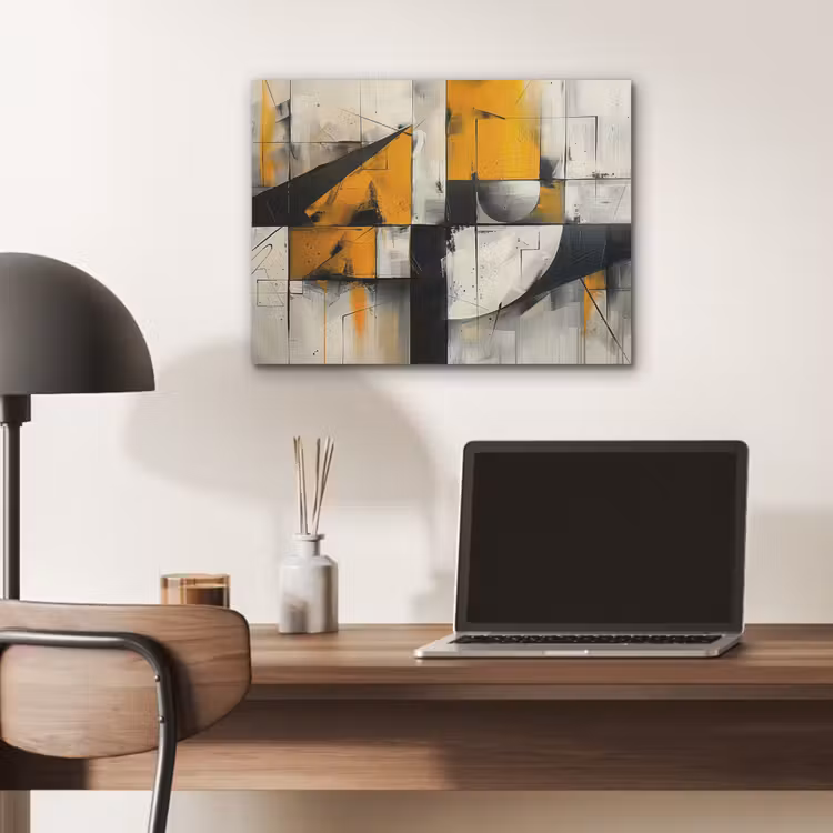 Geel - Abstract - Modern - Vormen PET vilt klein -sfeer5