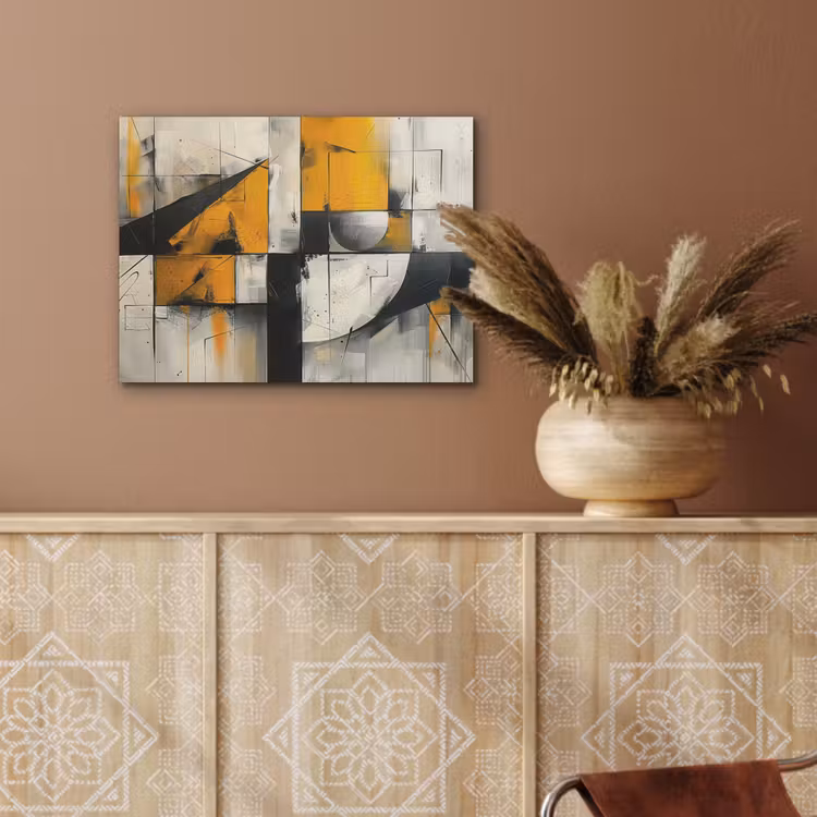 Geel - Abstract - Modern - Vormen PET vilt klein -sfeer4