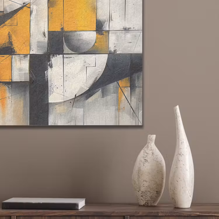 Geel - Abstract - Modern - Vormen PET vilt klein -sfeer6_closeup