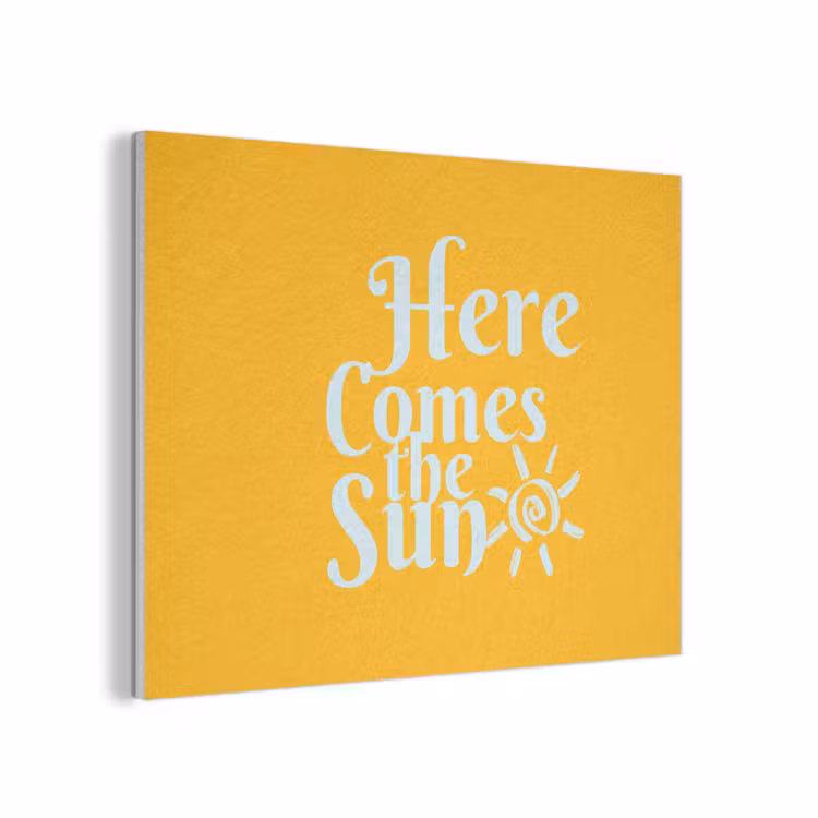 Geel - Blauw - Here comes the sun PET vilt klein -3d