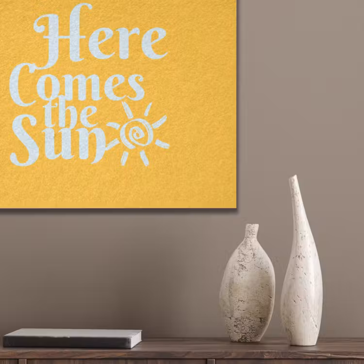 Geel - Blauw - Here comes the sun PET vilt klein -sfeer6_closeup