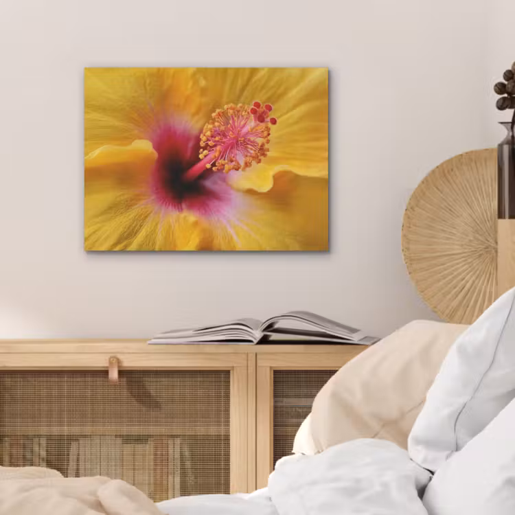 Geel - Hibiscus - Tropisch PET vilt klein -sfeer3
