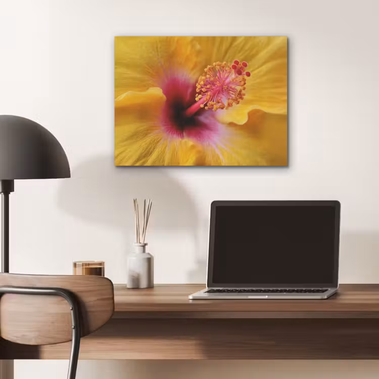 Geel - Hibiscus - Tropisch PET vilt klein -sfeer5