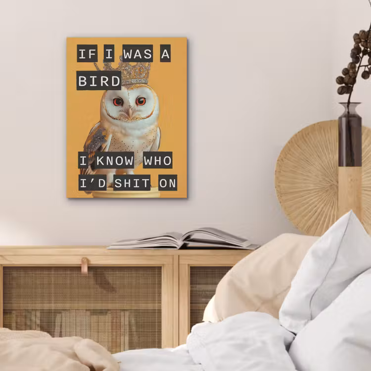 Geel - Uil - Vogel - Decoratie PET vilt klein -sfeer3