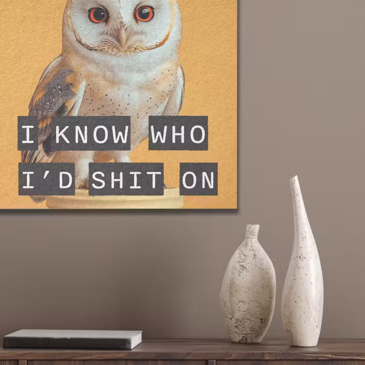Geel - Uil - Vogel - Decoratie PET vilt klein -sfeer6_closeup