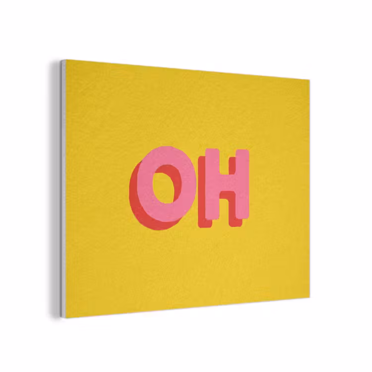 Geel - Roze - Oh - 3D PET vilt klein -3d