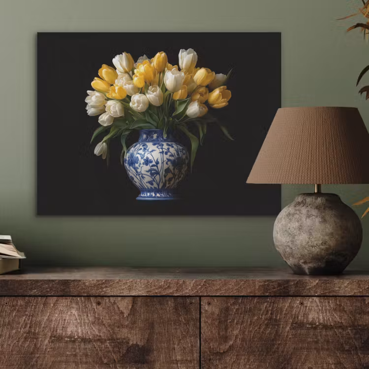 Geel - Tulpen - Vaas - Bloemen PET vilt klein -sfeer2