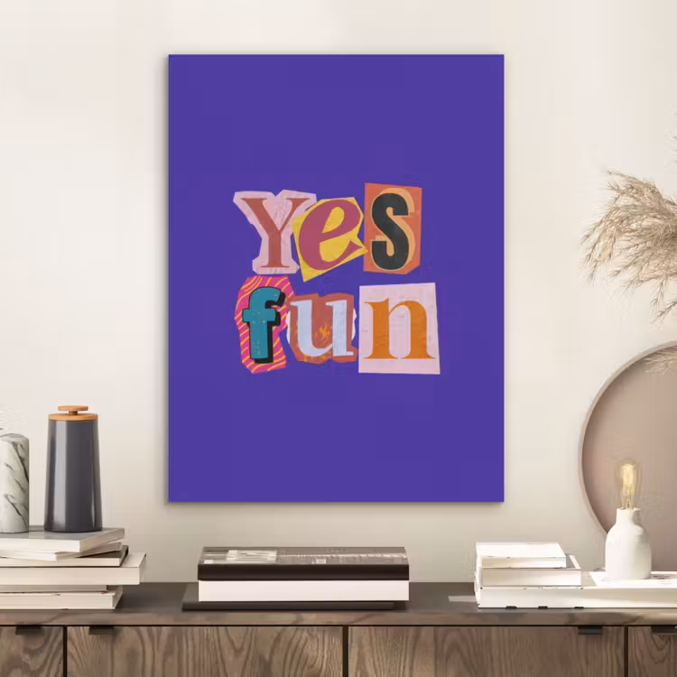 Yes fun - Kleurrijk - Collage-stijl PET vilt klein -sfeer1