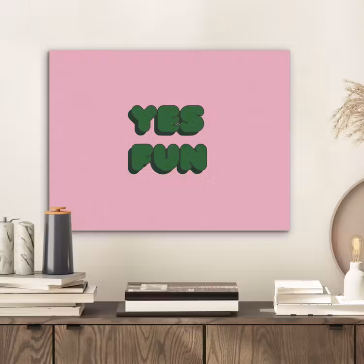 Yes fun - Groen - Roze PET vilt klein -sfeer1