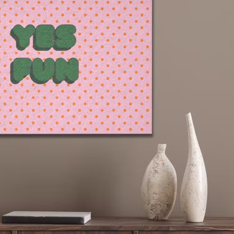 Yes fun - Groen - Roze - Stippen PET vilt klein -sfeer6_closeup