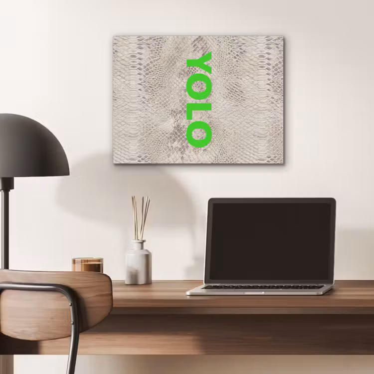 YOLO - Groen - Neon - Slangenprnt PET vilt klein -sfeer5
