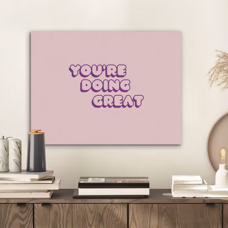You're doing great - Roze - Bubble letters PET vilt klein -sfeer1