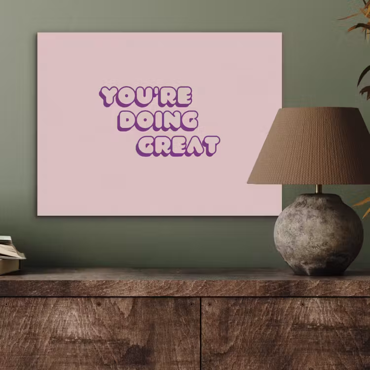 You're doing great - Roze - Bubble letters PET vilt klein -sfeer2