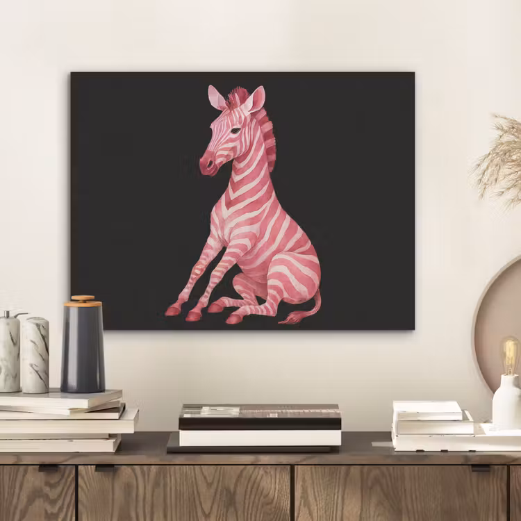 Zebra - Roze - Gestreept PET vilt klein -sfeer1