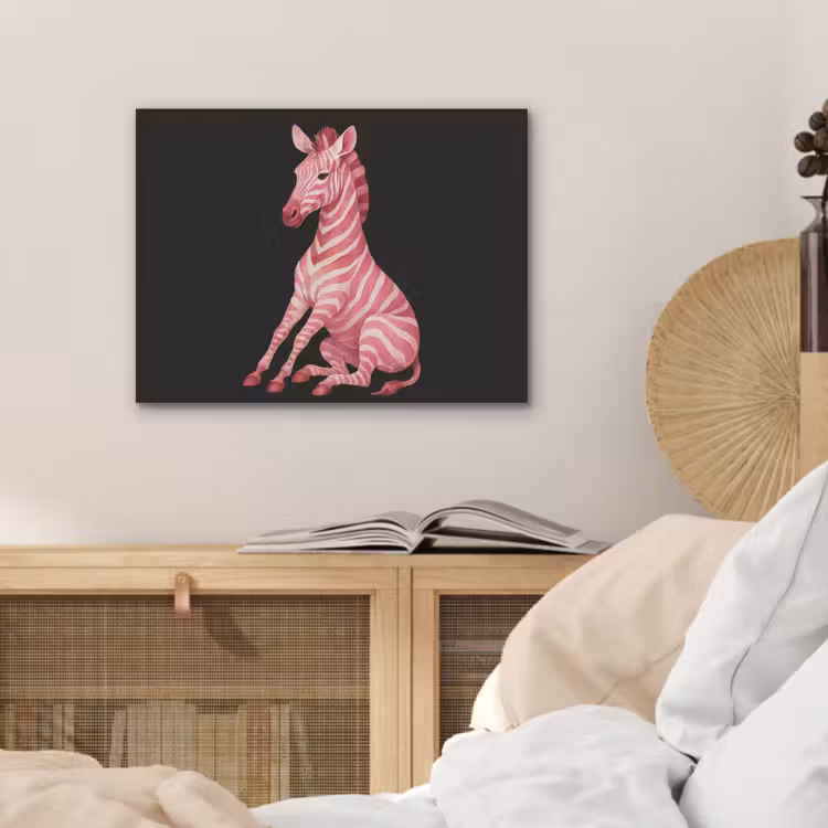 Zebra - Roze - Gestreept PET vilt klein -sfeer3