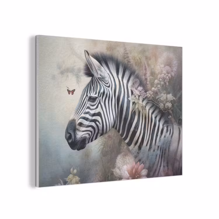 Zebra - Wilde dieren - Vlinder - Bloemen PET vilt klein -3d