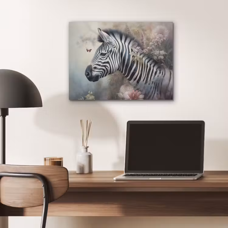 Zebra - Wilde dieren - Vlinder - Bloemen PET vilt klein -sfeer5