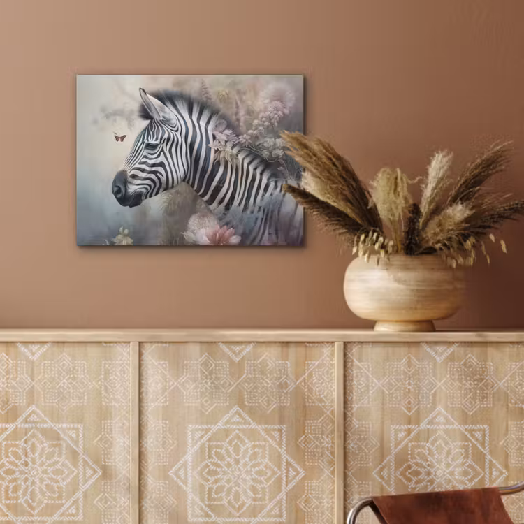 Zebra - Wilde dieren - Vlinder - Bloemen PET vilt klein -sfeer4