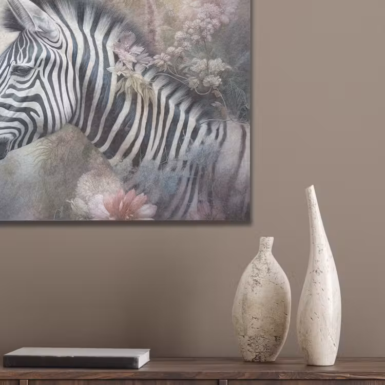 Zebra - Wilde dieren - Vlinder - Bloemen PET vilt klein -sfeer6_closeup