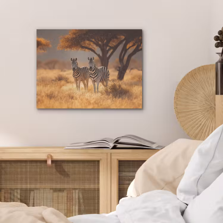 Zebra's - Savannelandschap - Gras PET vilt klein -sfeer3