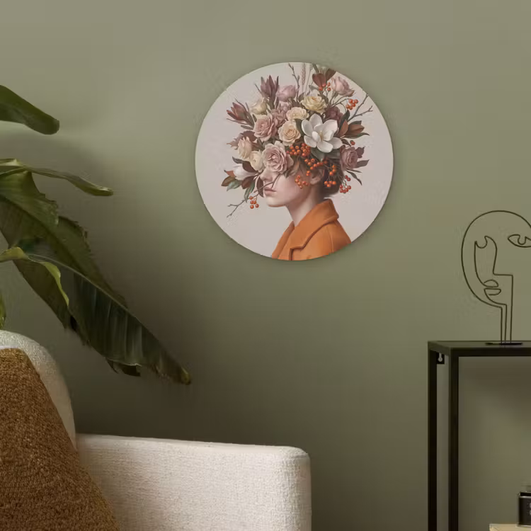 Gezicht - Boeket - Kleurrijk Akoestische PET Vilt - Rond klein -sfeer2