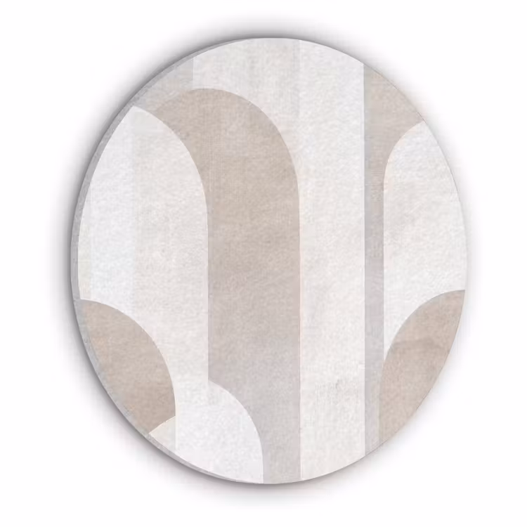 Abstracte bogen - Modern - Beige Akoestische PET Vilt - Rond klein -3d