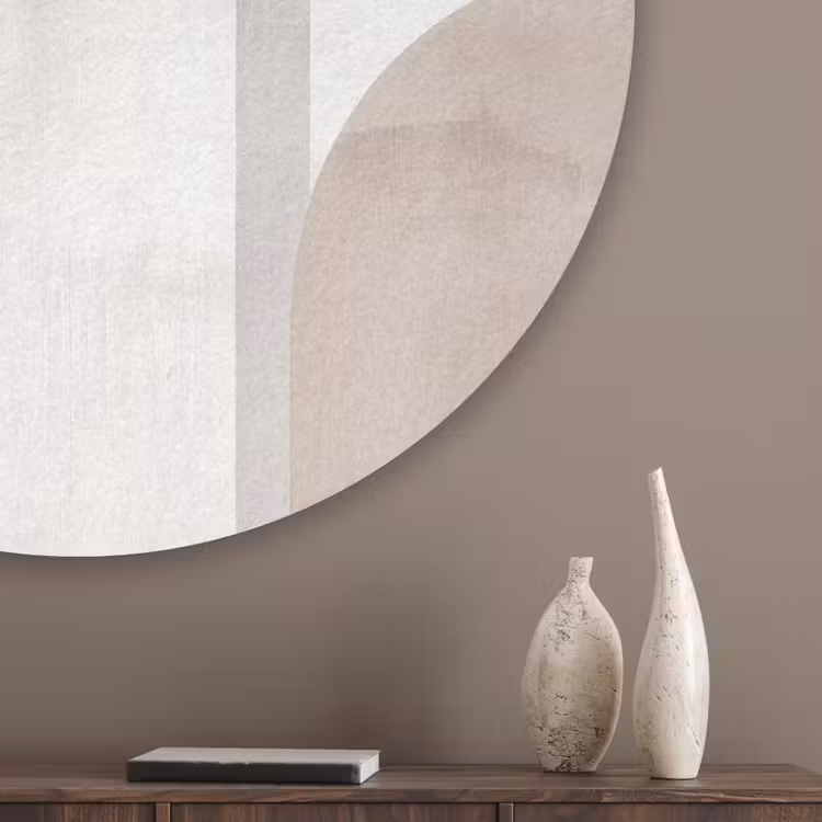 Abstracte bogen - Modern - Beige Akoestische PET Vilt - Rond klein -sfeer5_closeup