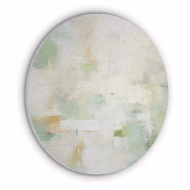 Abstract - Kunst - Wit - Groen - Modern Akoestische PET Vilt - Rond klein -3d