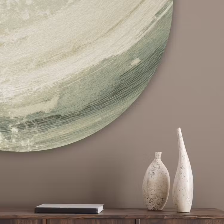 Abstract - Penseelstreken - Golven - Groen Akoestische PET Vilt - Rond klein -sfeer5_closeup