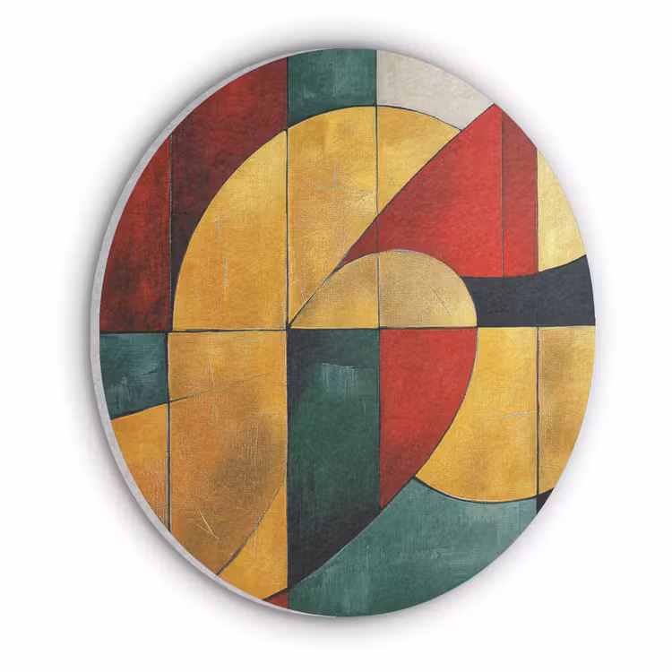 Abstract - Kerst - Goud - Rood - Groen Akoestische PET Vilt - Rond klein -3d