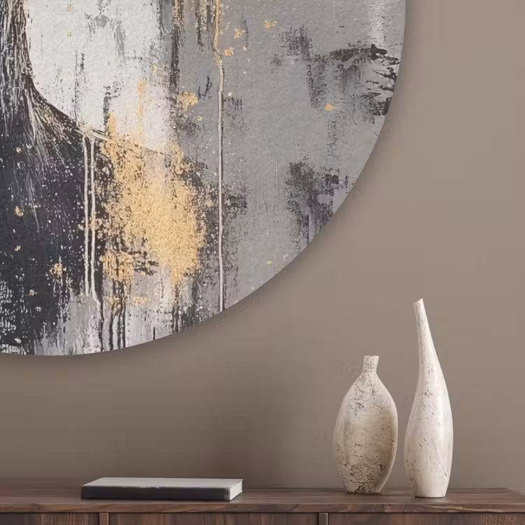 Abstract - Hert - Gewei - Goud Akoestische PET Vilt - Rond klein -sfeer5_closeup