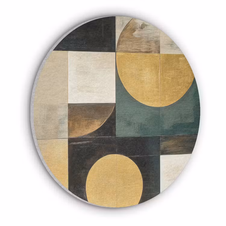 Abstract - Goud - Brons - Vormen - Geometrisch Akoestische PET Vilt - Rond klein -3d