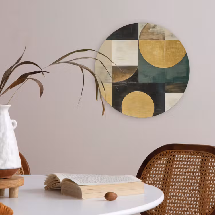 Abstract - Goud - Brons - Vormen - Geometrisch Akoestische PET Vilt - Rond klein -sfeer3