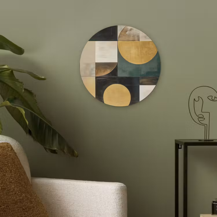 Abstract - Goud - Brons - Vormen - Geometrisch Akoestische PET Vilt - Rond klein -sfeer2