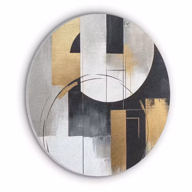 Abstract - Goud - Zilver - Vormen - Aesthetic Akoestische PET Vilt - Rond klein -3d
