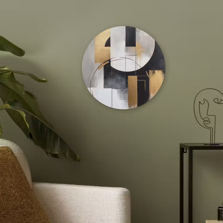 Abstract - Goud - Zilver - Vormen - Aesthetic Akoestische PET Vilt - Rond klein -sfeer2