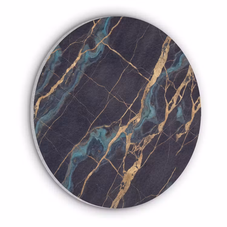 Abstract - Gouden lijnen - Kunst - Modern - Zwart Akoestische PET Vilt - Rond klein -3d