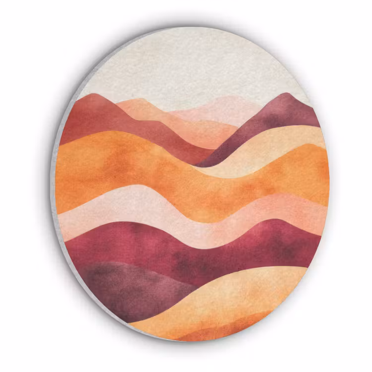 Abstract - Landschap - Golven Akoestische PET Vilt - Rond klein -3d