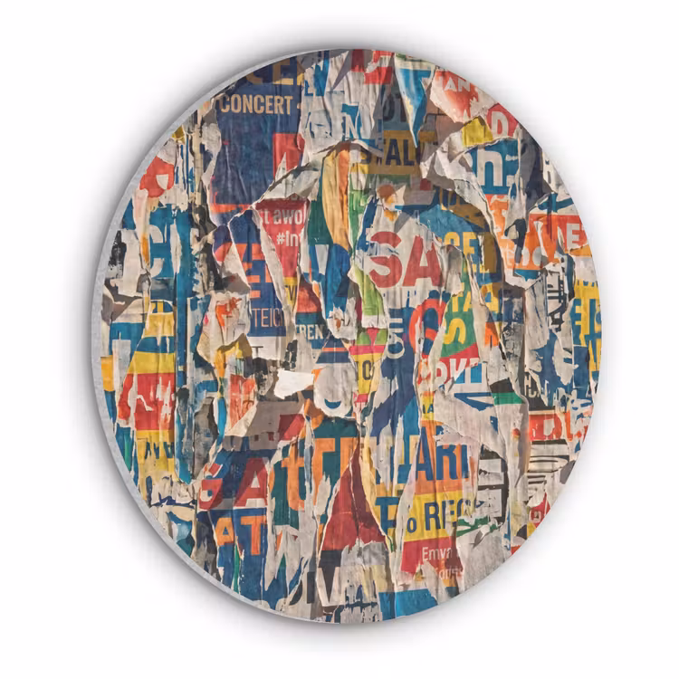 Abstract - Gelaagd papier - Urban - Modern - Kleurrijk Akoestische PET Vilt - Rond klein -3d