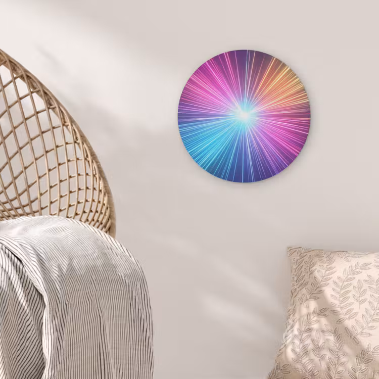 Abstract - Light - Burst - Modern - Colorful Akoestische PET Vilt - Rond klein -sfeer4