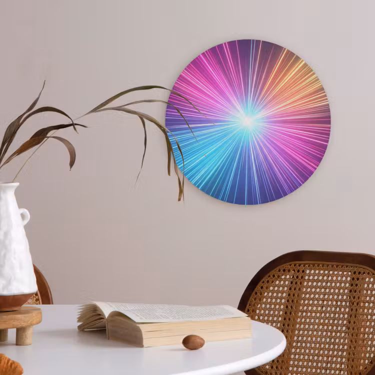 Abstract - Light - Burst - Modern - Colorful Akoestische PET Vilt - Rond klein -sfeer3