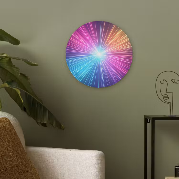 Abstract - Light - Burst - Modern - Colorful Akoestische PET Vilt - Rond klein -sfeer2