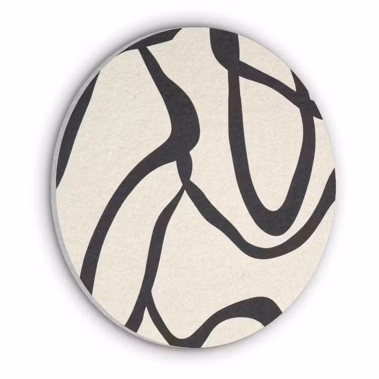 Abstract - Lijnen - Modern - Beige Akoestische PET Vilt - Rond klein -3d