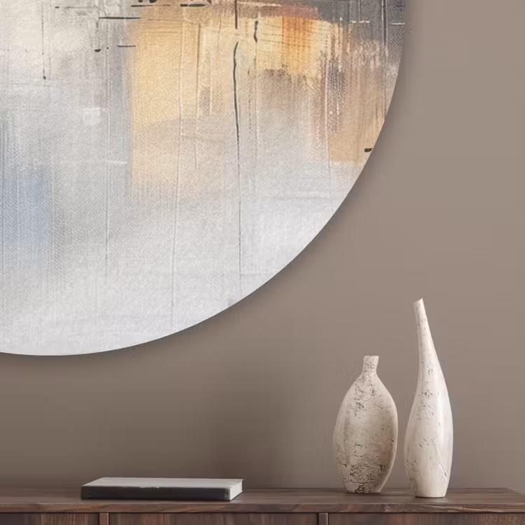 Abstract - Modern - Beige - Aesthetic - Goud Akoestische PET Vilt - Rond klein -sfeer5_closeup