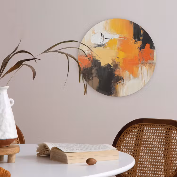 Abstract - Modern - Verflook - Herfst kleuren - Oranje Akoestische PET Vilt - Rond klein -sfeer3