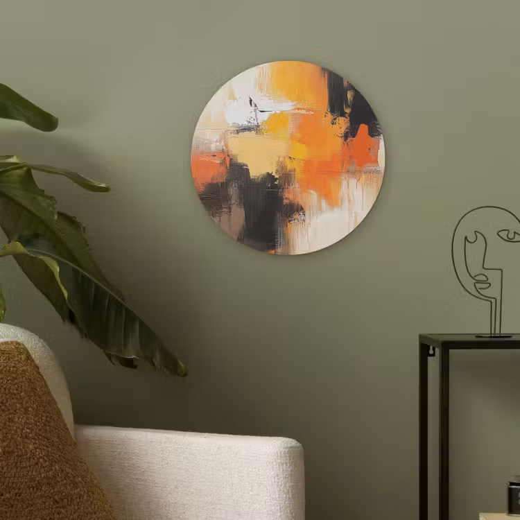 Abstract - Modern - Verflook - Herfst kleuren - Oranje Akoestische PET Vilt - Rond klein -sfeer2