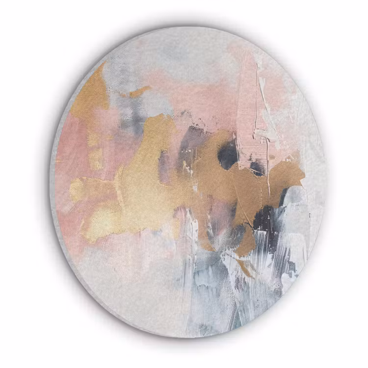 Abstract - Pastel kleuren - Goud - Modern - Aesthetic Akoestische PET Vilt - Rond klein -3d